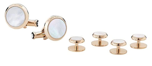Montblanc Cufflinks And Tuxedo Stud Set In Stainless Steel with Rose Gold-Coloured PVD And Mother-Of-Pearl