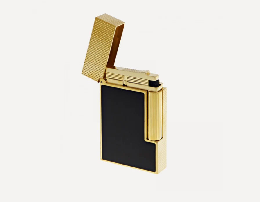 S.T. Dupont Ligne 2 Lighter- Matt Black Lacquer & Gold Micro Diamond Head