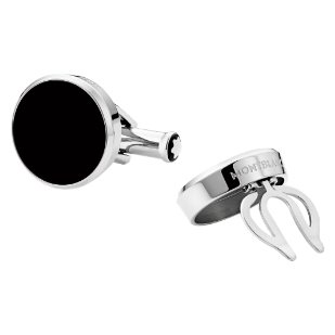 Montblanc Cufflinks Button Cover Onyx/Stainless Steel