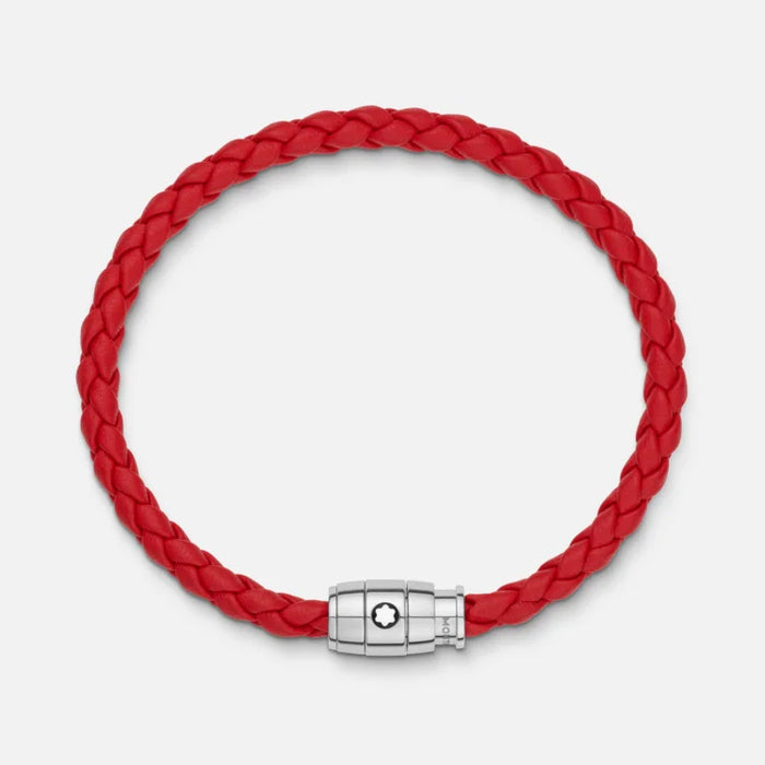 Montblanc Bracelet Steel 3 Rings Closing and Red Leather