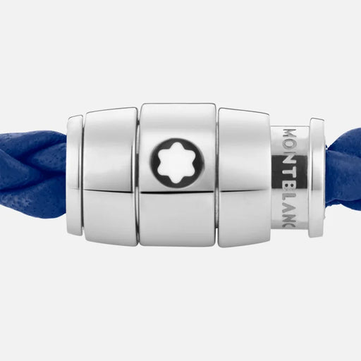 Montblanc Bracelet Steel 3 Rings Closing and Blue Leather
