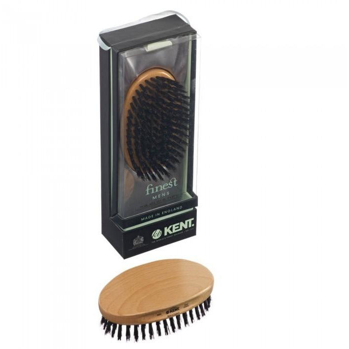 Kent MG2 Military Hair Brush, Oval White Bristle