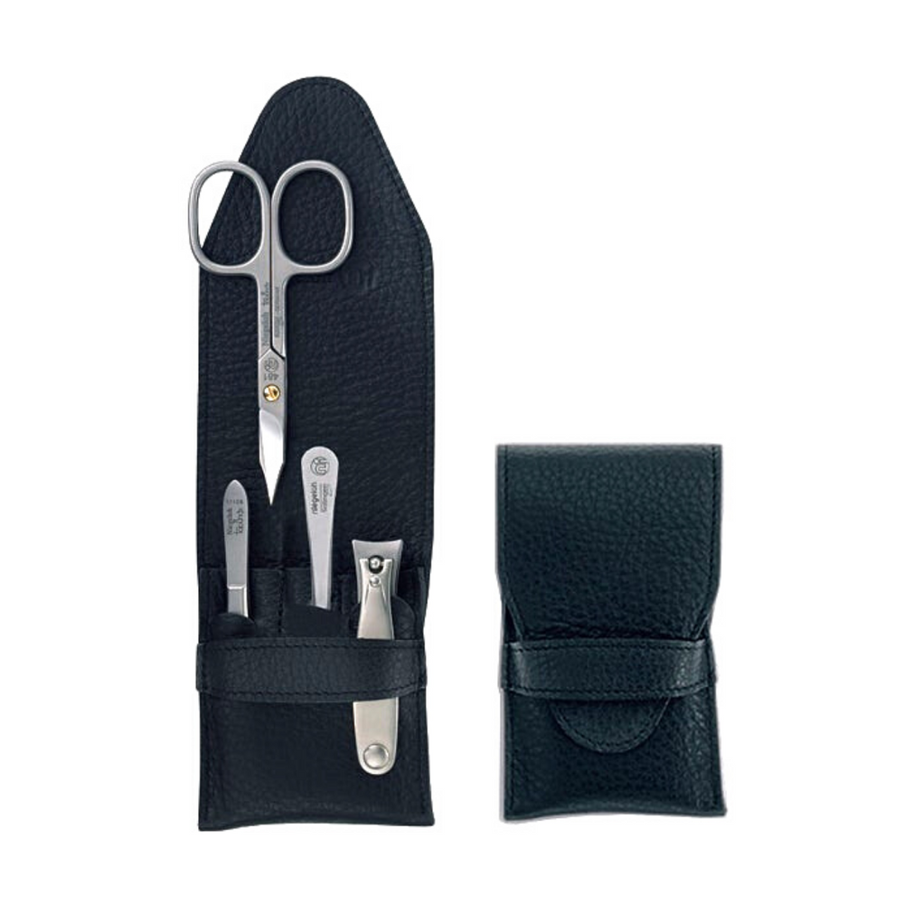 Niegeloh Capri Schwarz 4pc Manicure Set In Leather Case