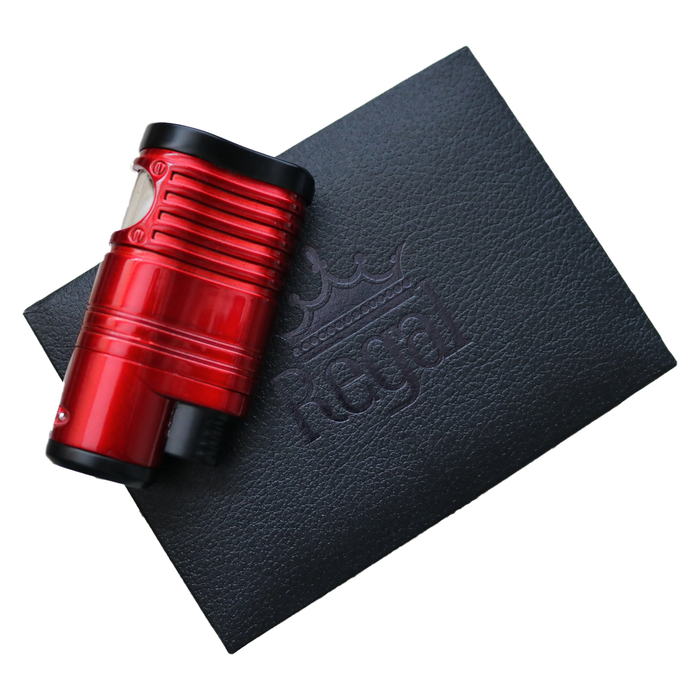 Regal Quad-Torch Red Flame Lighter - Metallic Red