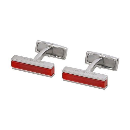 Montblanc Cufflinks Deco Red Steel with Carnelian Inlay